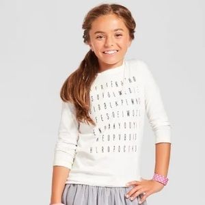 Kind Is Cool - Girls (L) FRIENDS FOREVER Crossword Puzzle Long Sleeve Top Shirt
